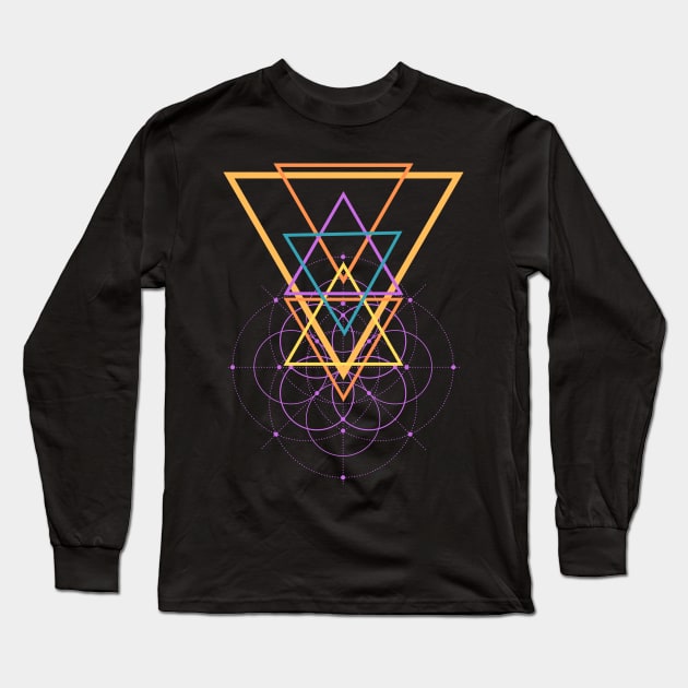 Flower of Life - Star of David - Sacred Geometry - Festival - Psychedelic Artwork - Spiritual Long Sleeve T-Shirt by The Dream Team